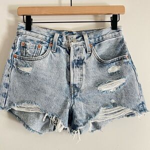 Levi's 501 Original High Rise Button fly Ripped Cutoff Shorts Womens Size 25